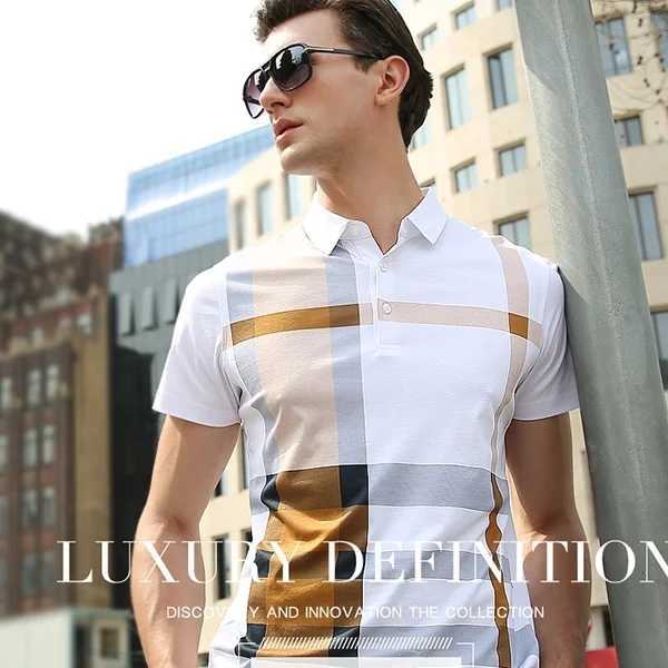 Mens business casual striped comfortable cotton top British style W241104