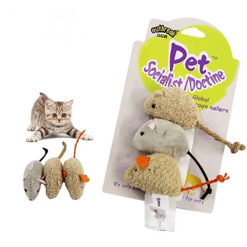 3 new plush simulation mouse cat toys bite resistant plush mouse cat scratch interactive mouse toys cat paw toys Y250412