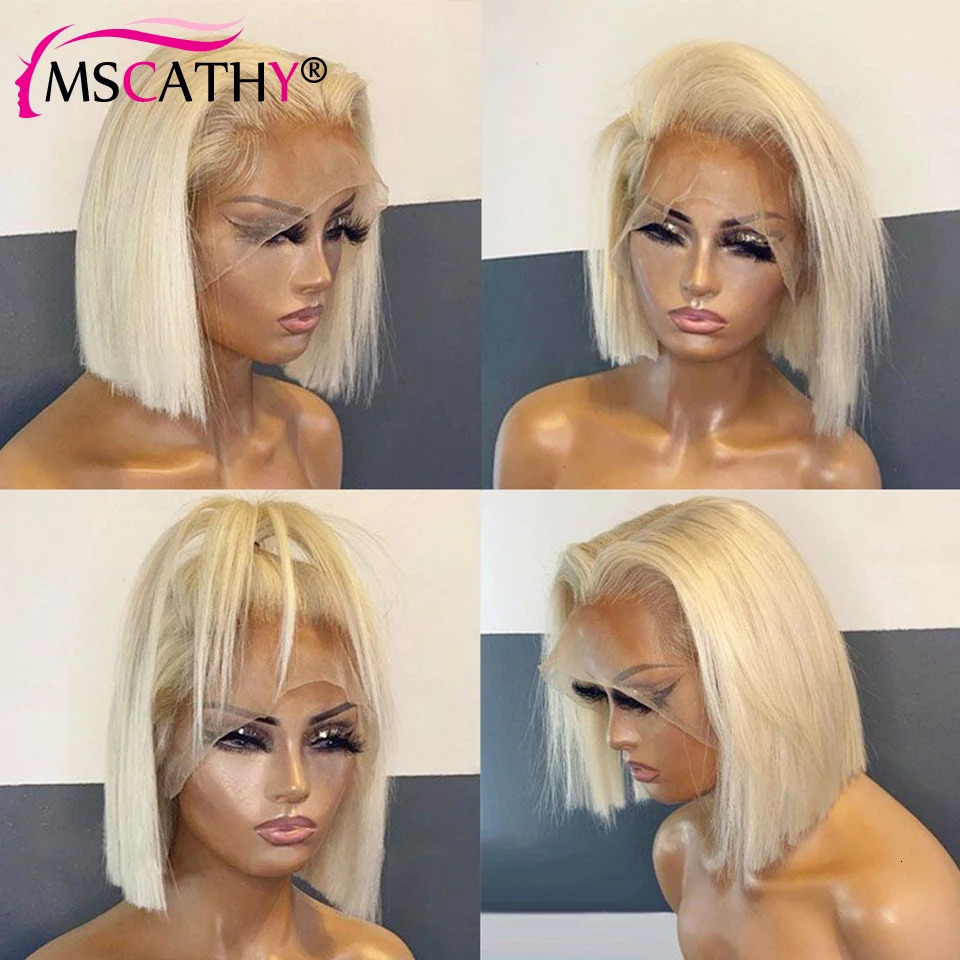 613 Blonde Lace Front Wigs For Women Short Bob Brazilian Human Hair Wig Brown Roots HD Transparent Lace Frontal Wigs Preplucked 241104