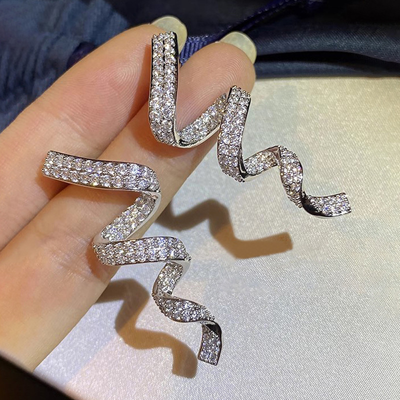 Choucong Brand Top Sell Ins Stud Earrings Vintage Jewelry 925 Sterling Silver Fill Pave White 5A Cubic Zircon Party Twisted lines Women Fashion Earrin