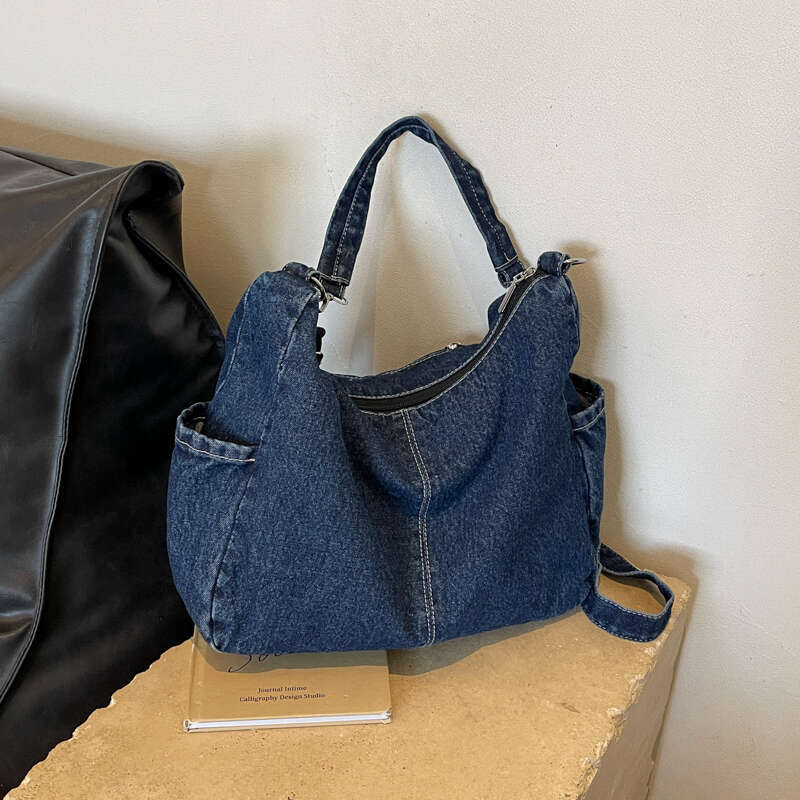 Casual Denim Shoulder Simple Portable Large Capacity Retro Crossbody Bags for Women 2025 Fashion Tote on Sale