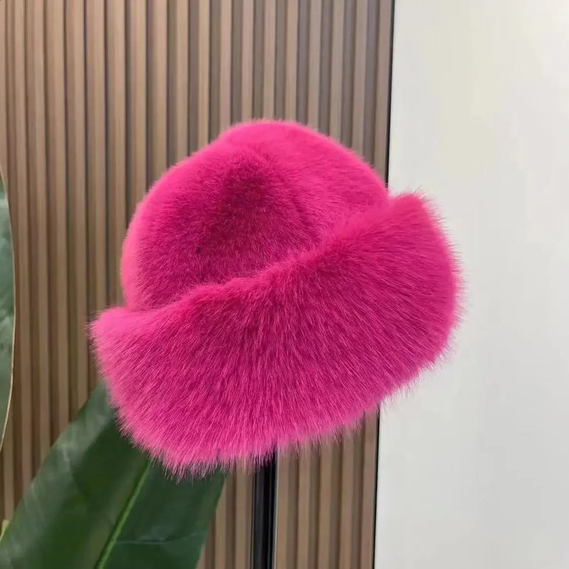 y Faux Mink Fur Bucket Hat for Women Ins Winter Fluffy Plush Warm Fisherman High Quality Thicken Beanies 241105