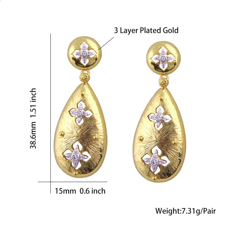 Water Drop Shape Trendy Earrings Hollow Gold Color Womens Earring Carved Ear Pendants for Party Wedding 241105