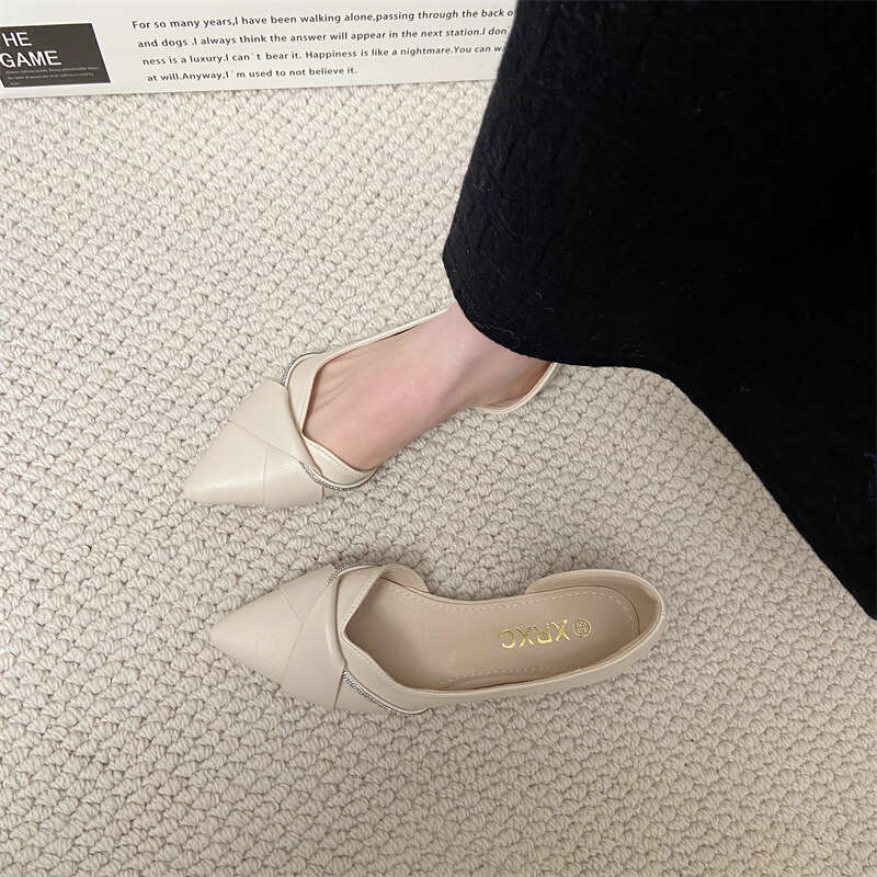 French Pointed Flat Women, Korean Version For Spring And Summer, New Shallow Mouth Side Air Scoop Shoes, Fairy Evening Breeze, Gentle Single Shoes