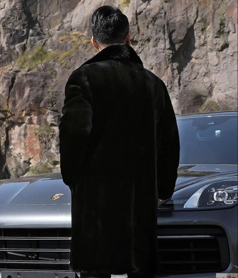 Winter Mens Artificial Fur Jacket Warm and Windproof Long Hair Blended Coat Black Brown Thick Coat M-4XL 241104