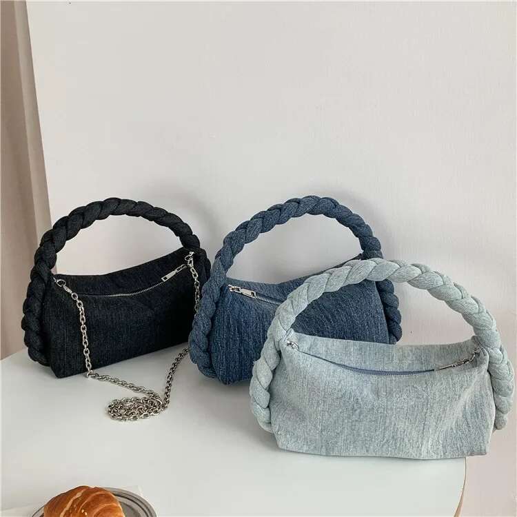 Hand-woven chain messenger women's versatile denim handbag fashion bag handbags for women