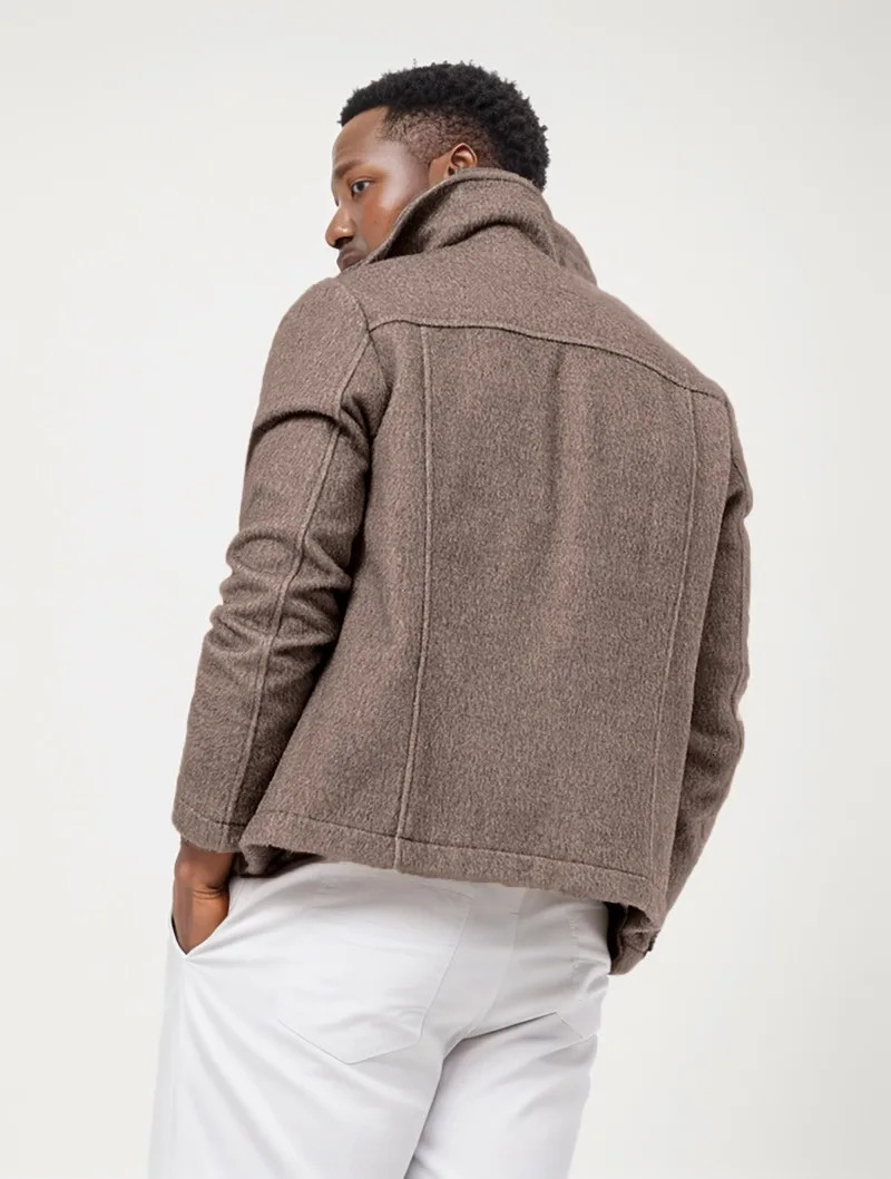 Mens Autumn Winter Woolen Jackets Fashion Business Casual Slim Solid Wool Coats Street Outdoor High Quality Outerwear 241104