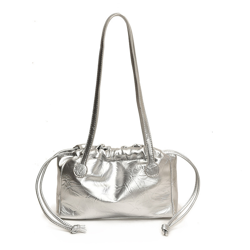 Wrinkled Drawstring Big For Bags Handbags Women Fashionable And Simple Pleated Bucket Bag, High-end Sense Shoulder Bag Designer