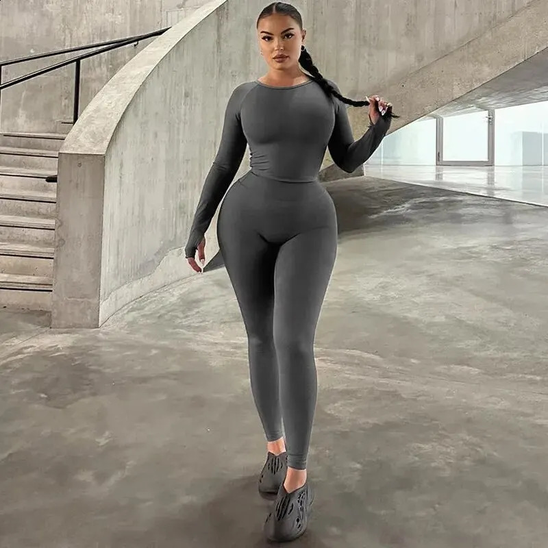 Hawthaw Women 2024 Spring Autumn Long Sleeve Crop Tops Long Pants Two Piece Matching Sets Tracksuit Wholesale Items S3613114K 241105