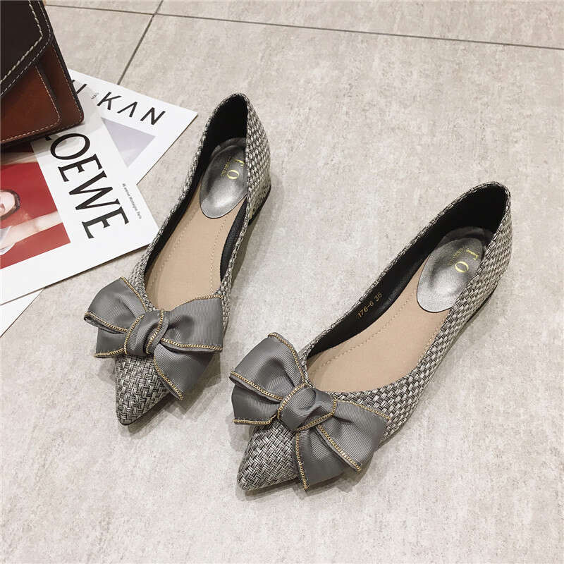 Mid To Low Order Shoes For Women 2020 Korean Version Autumn New Item Pointed Weave Versatile Thick Heel Ladies High Heels