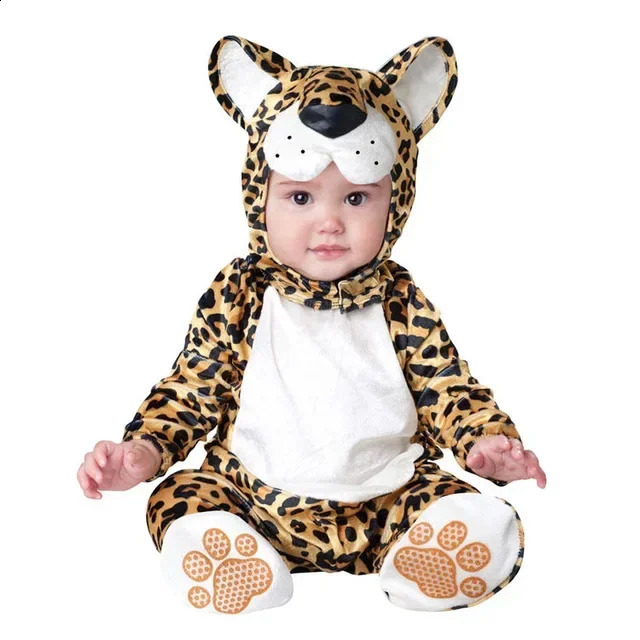 6M-24M Christmas and Halloween costumes for baby girls lions dinosaurs jumpsuits role-playing reindeer childrens clothing 241105