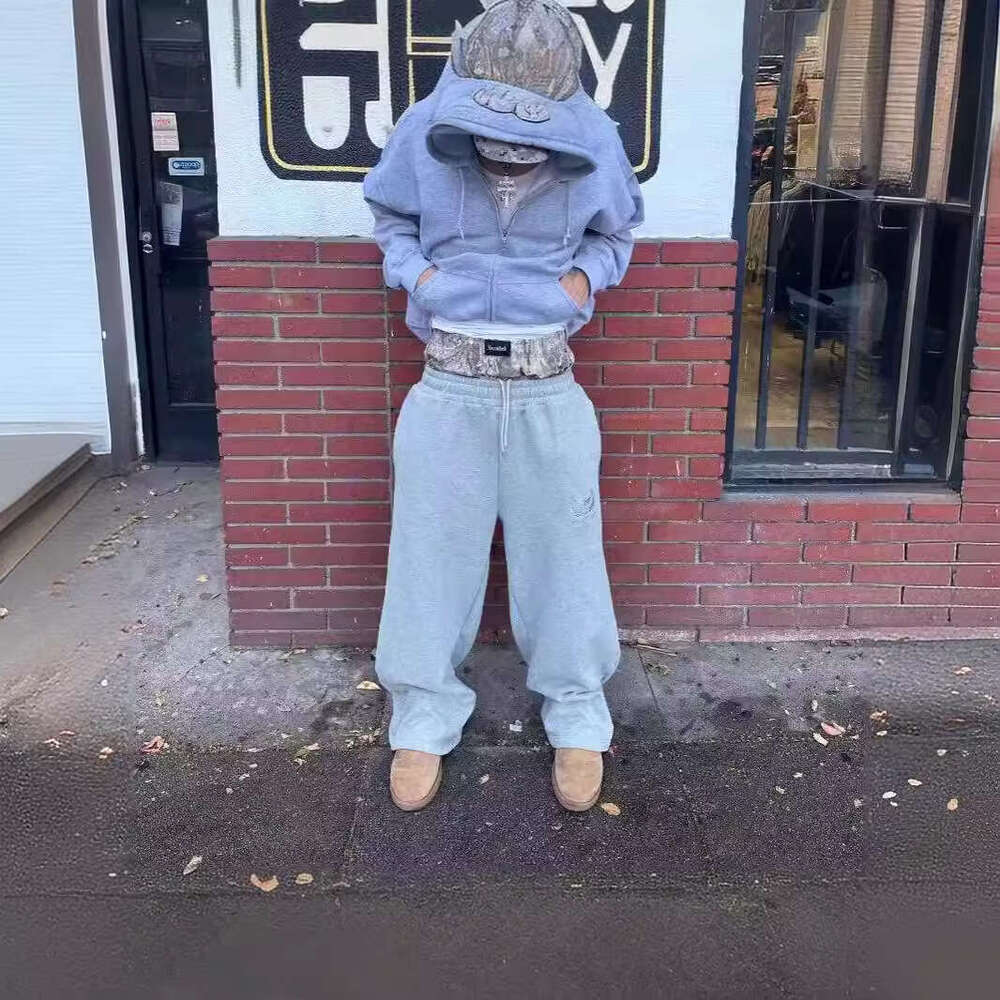 pants men's fashion trendy designer street pattern embroidery loose wide leg pants outdoor casual wear trousers sweat pants men women handsome ou