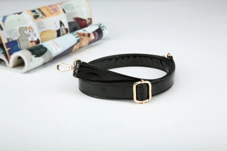 Patent black bag strap adjustable to replace PU leather shoulder strap handbag strap wallet 4 metal colors 241105
