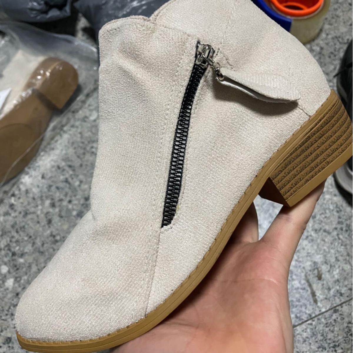 Autumn new women's boots European and American round toe side zipper thick heel women's leather boots fashionable color fashion boots
