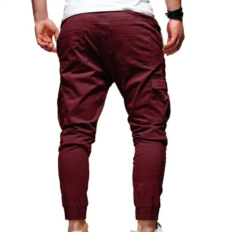 Mens Pants MultiPockets Joggers Men Sweatpants Casual Solid Cargo Oversize Streetwear Trousers 241105