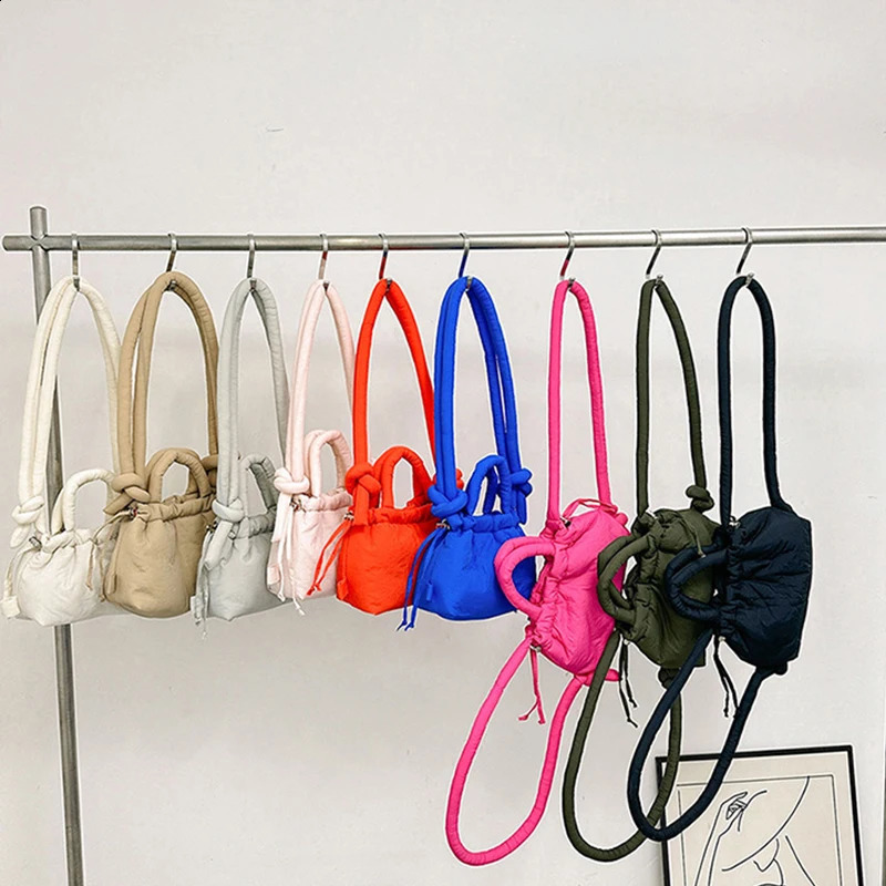 Fashion mini inflatable handbag pad womens shoulder bag nylon down cotton cross body bag mini womens handbag 241105