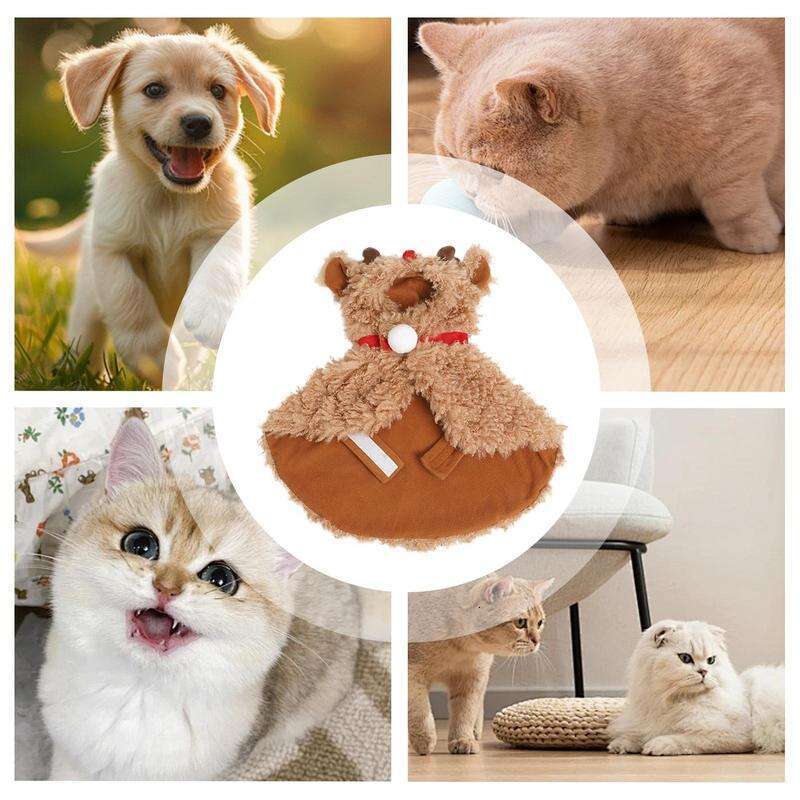 Deer Cat Elk Cloak For Plush Christmas Puppy Reindeer Costume Multifunctional Winter Warm Dogs Cape