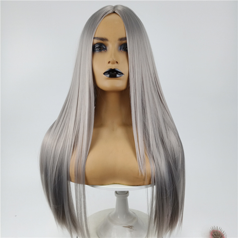 New arrival wig female high temperature silk long straight hair fashionable color middle parting long hair chemical fiber headpiece