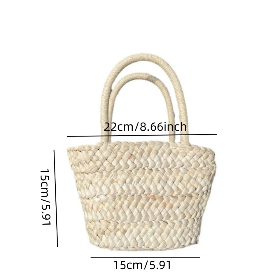 Straw Bag Portable Cute Korean Style Fully Matched Mini Basket Shopping Wallet Summer Cool Retro 241105