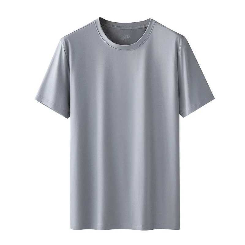 Pima Mercerized cotton T-shirt mens short Sve unmarked hollow round neck top Ts basic white plain T-shirt brand W241105