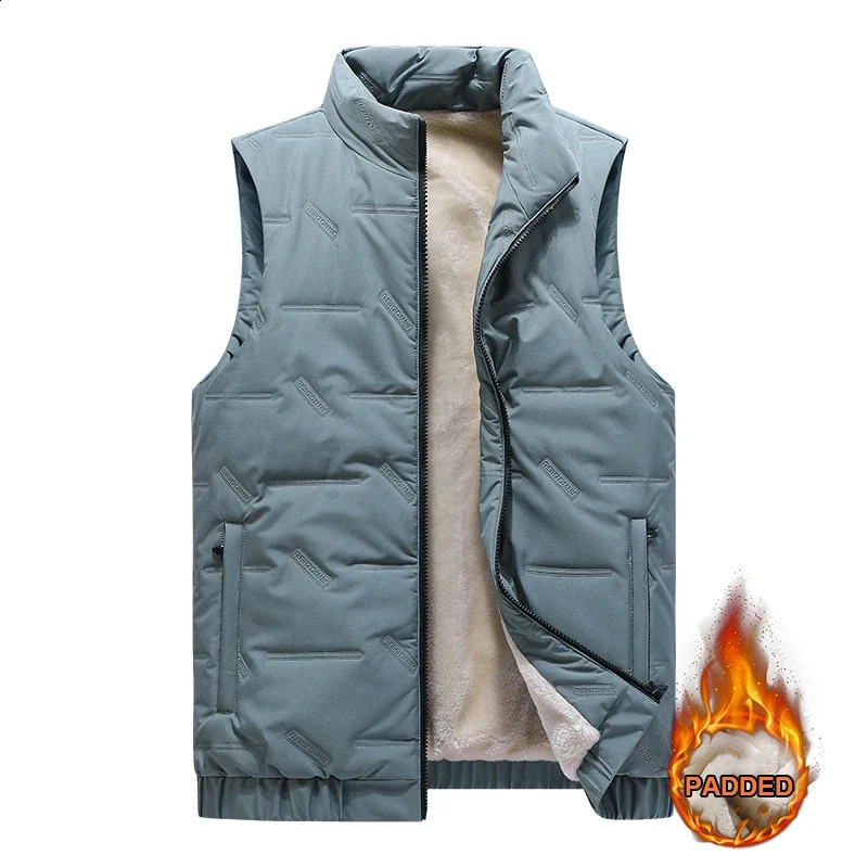 Padded Vest mens winter mens down cotton vest warm canvas horse jacket youth sleeveless sports plus size mens clothing 6XL 241105