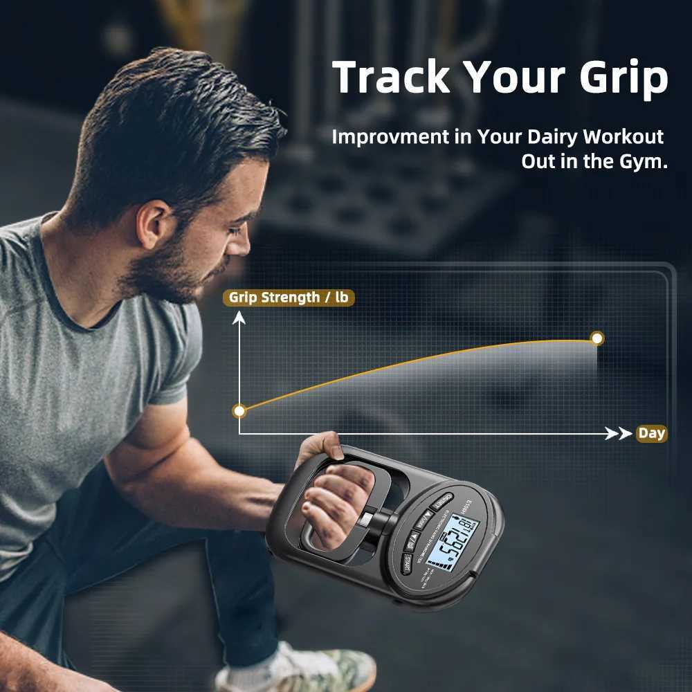 265 Lbs Digital Manual State Gauge Grip Strength Trainer Ectronic Tester Instrument USB LCD Screen Sports Home SchoolW241104