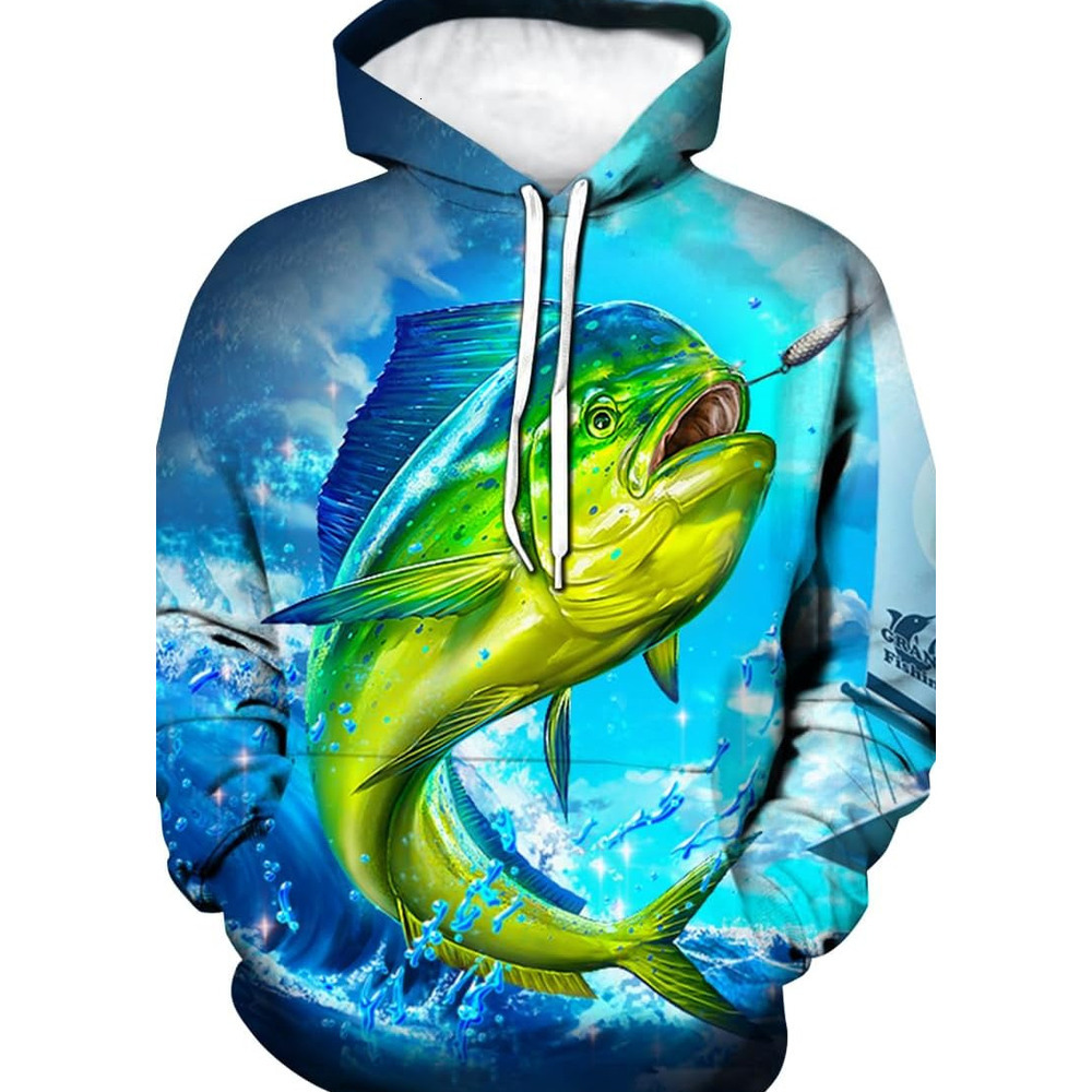 Hoodie for Mens Womens Mens Fishing Hoodie - Animal Theme, Realistic Graphic Sweatshirt Graphic Hoodies sweatshirt Fashionable, cool, and warm