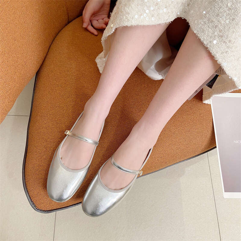 French Style Mary Jane Single For Women In Spring And Summer 2024, New Soled Soft Leather Shallow Mouth Round Toe Flat Shoes