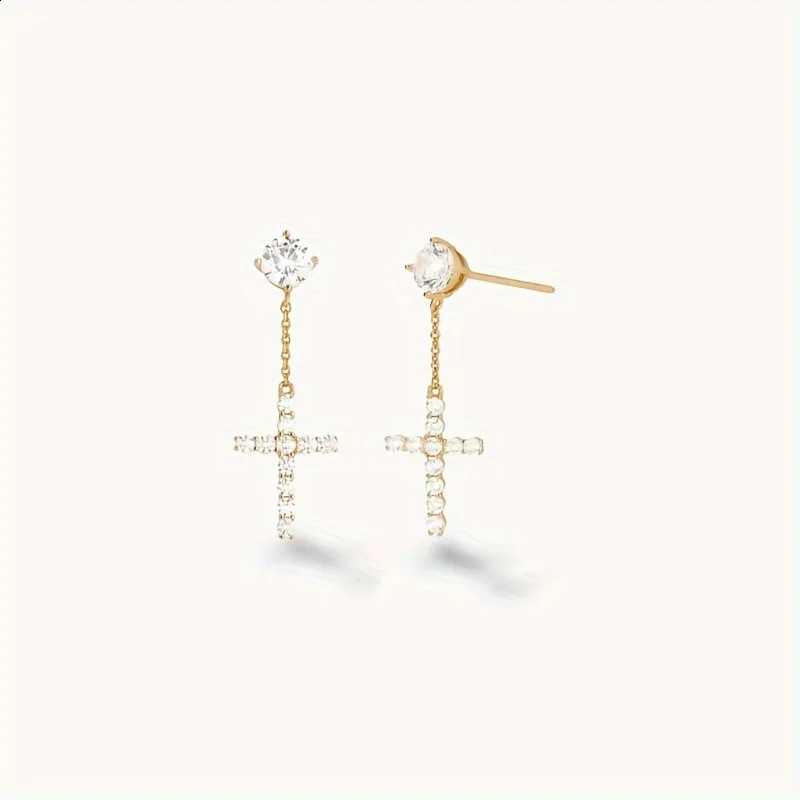 Hip Hop Cubic Zirconia Cross Pendant Stud Earrings For Men Iced Out Street Ware Jewelry Gift for Boyfriend 241105