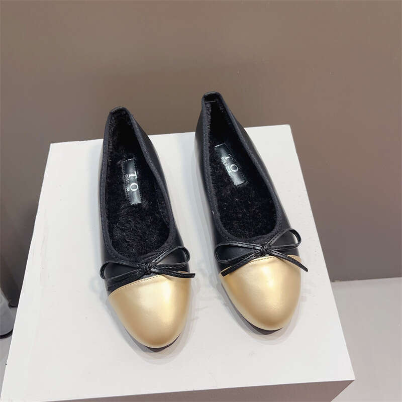 Single Shoe Women's Round Headed Bow, Small Fragrant Style, Soft Sole, Shallow Mouth Fairy, One Foot Kick, Korean Version With Plush Flat Bottom 