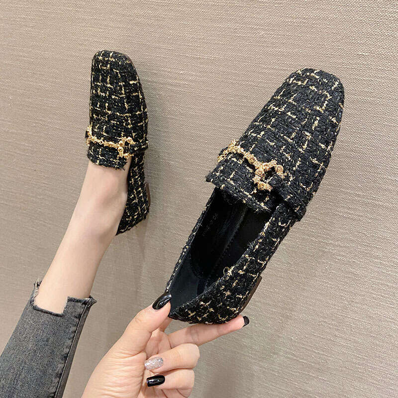 2023 Spring New Korean Edition Xiaoxiang Square Head Flat Heel Women's Singles, Casual Outerwear, Sneakers, Lazy Shoes For Women
