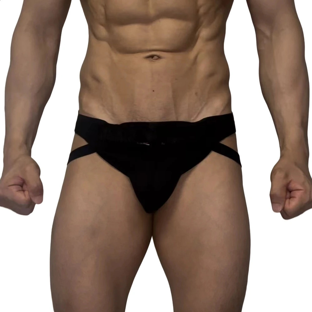 Men Sexy G String Thong Erotic Jockstrap Bondage Underwear Penis Pouch Strap Harness Lingerie Hollow Underpants Ice Silk 241105