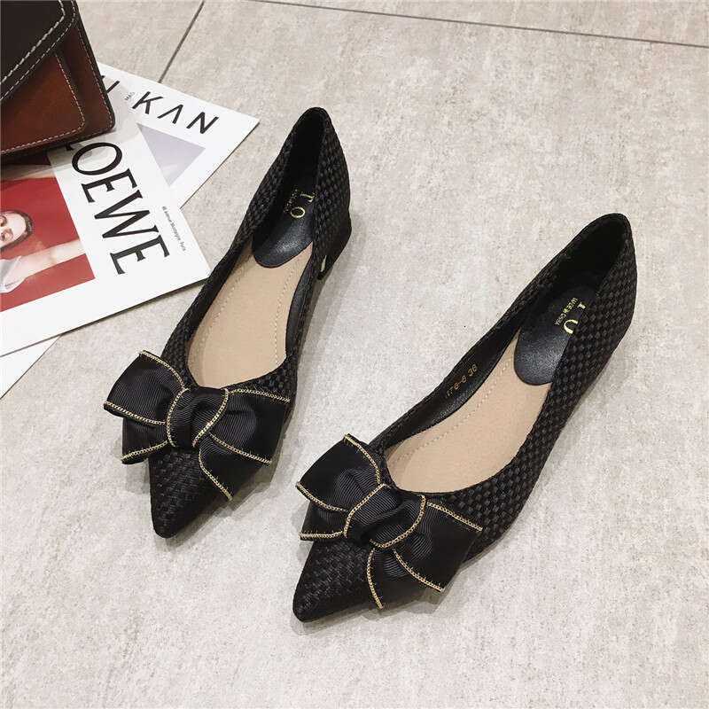 Mid To Low Order Shoes For Women 2020 Korean Version Autumn New Item Pointed Weave Versatile Thick Heel Ladies High Heels