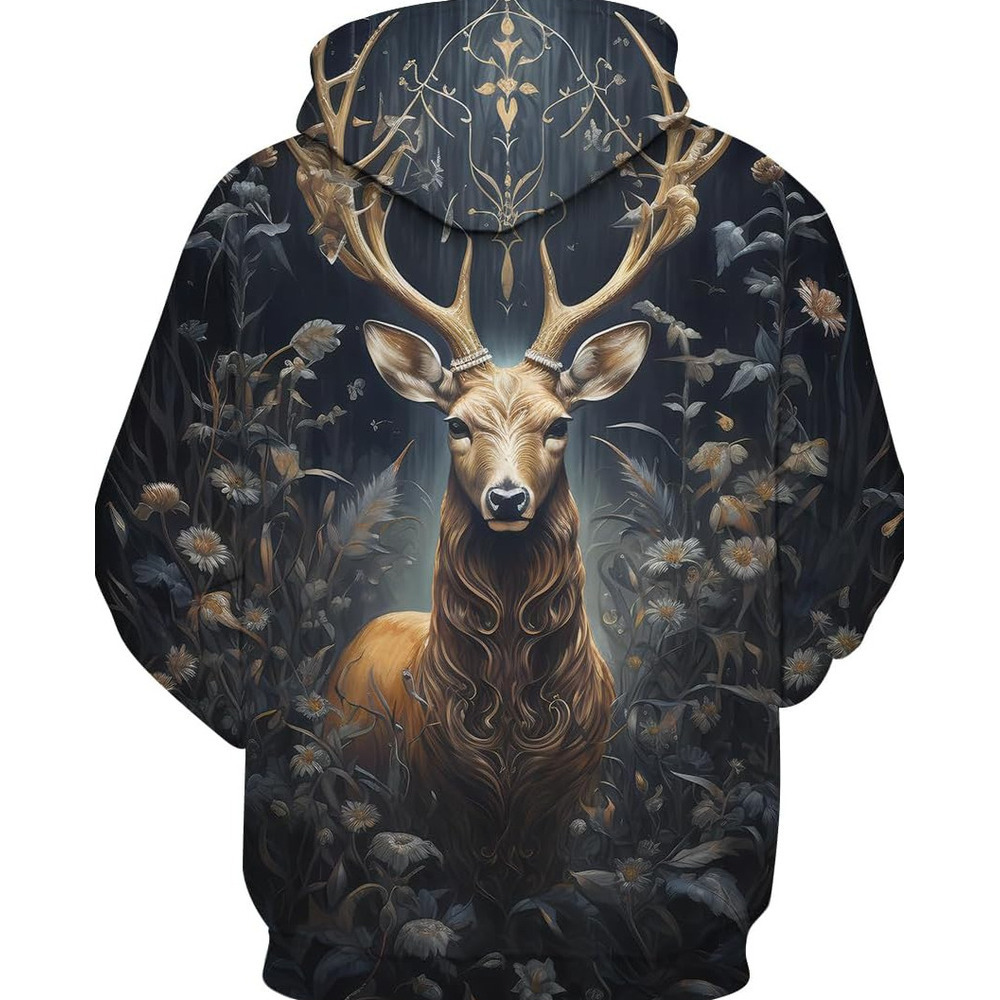 Hoodie for Mens Womens Colorful Dream Aurora Deer Hoodie 3D Printed Novelty Forest Animal Sports Shirt Pullover Graphic Hoodies sweatshirt cool