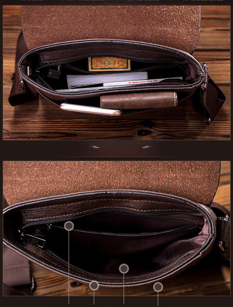 New Men's Leather Shoulder Bag, Crossbody Bag, Retro Designer Handbag
