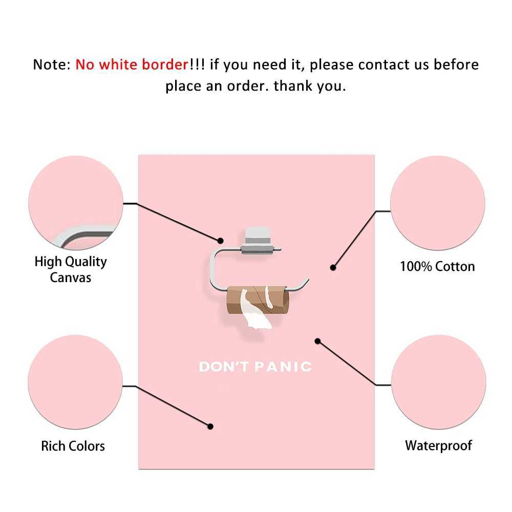 Minimalist Dont Panic Please Quotes Toilet Paper Canvas Painting Pink Wall Art Poster Print Pictures Bathroom Home DecorationXJ241104