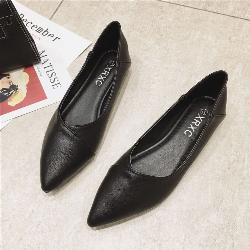 Versatile Non Tiring Single Shoe Women's Flat Bottom Sole Soft Surface Black Professional Work Shoes