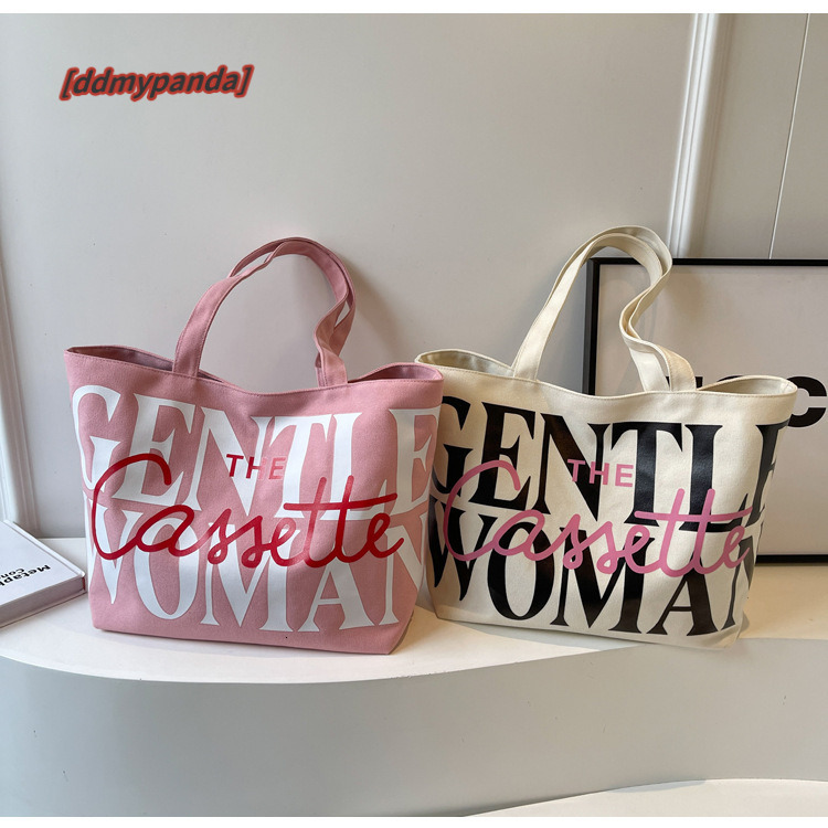 Thai niche canvas for women 2024 new fashionable large capacity letter shoulder class tote bag #13 ddmypanda