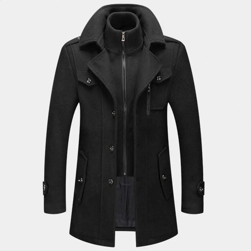 ONESTAND Casual Overcoat for Autumn Winter Mens Jacket Solid Color Two Piece Zipper Buttons Coat Long Sleeves Leisure 241105