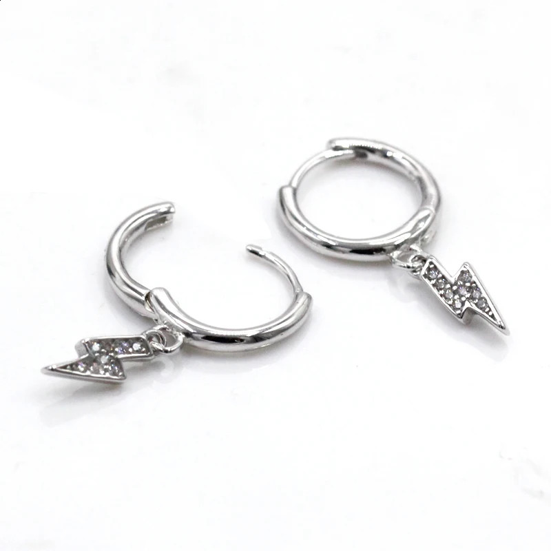 S925 Silver Gothic Lightning Earrings Pendant Earrings Lightning Pendant Punk Cool Y2K Gift Recommendation for Men and Women 241105