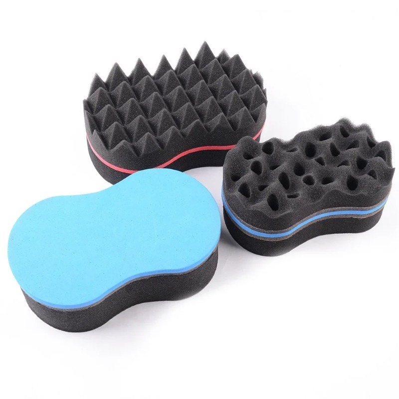 Curly Hair Styling Sponge Brush Double Sided Sponge Brushes Multi-holes Side Braid Twist Hair Curl Wave hair brushfor Multi-holes Hair Brush