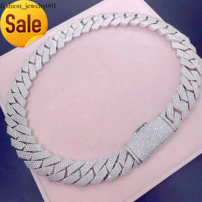 Cuban jewelry necklaces bracelet flawless VVS Moissanite Hip-hop fashion personality 18mm cuban chain