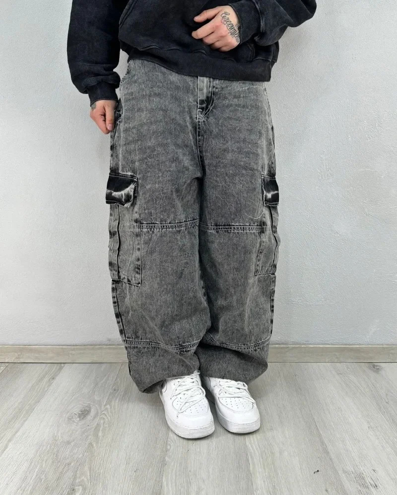 American Street Retro Personality Washed Highwaisted Jeans Men Y2k Haruku Hiphop Rock Casual Oversized Wideleg Pants Women 241104
