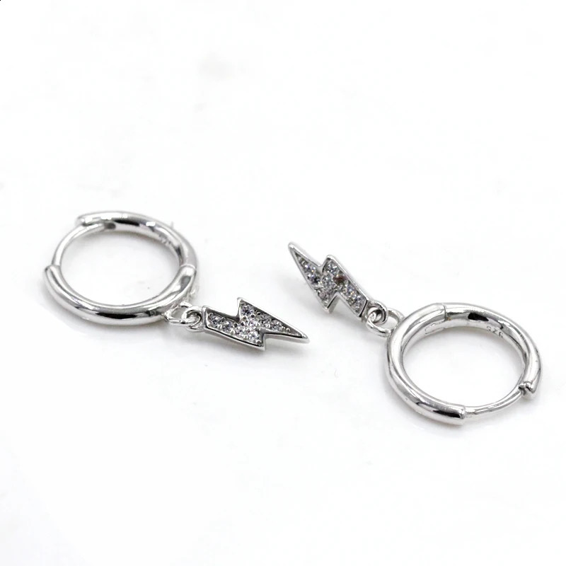 S925 Silver Gothic Lightning Earrings Pendant Earrings Lightning Pendant Punk Cool Y2K Gift Recommendation for Men and Women 241105