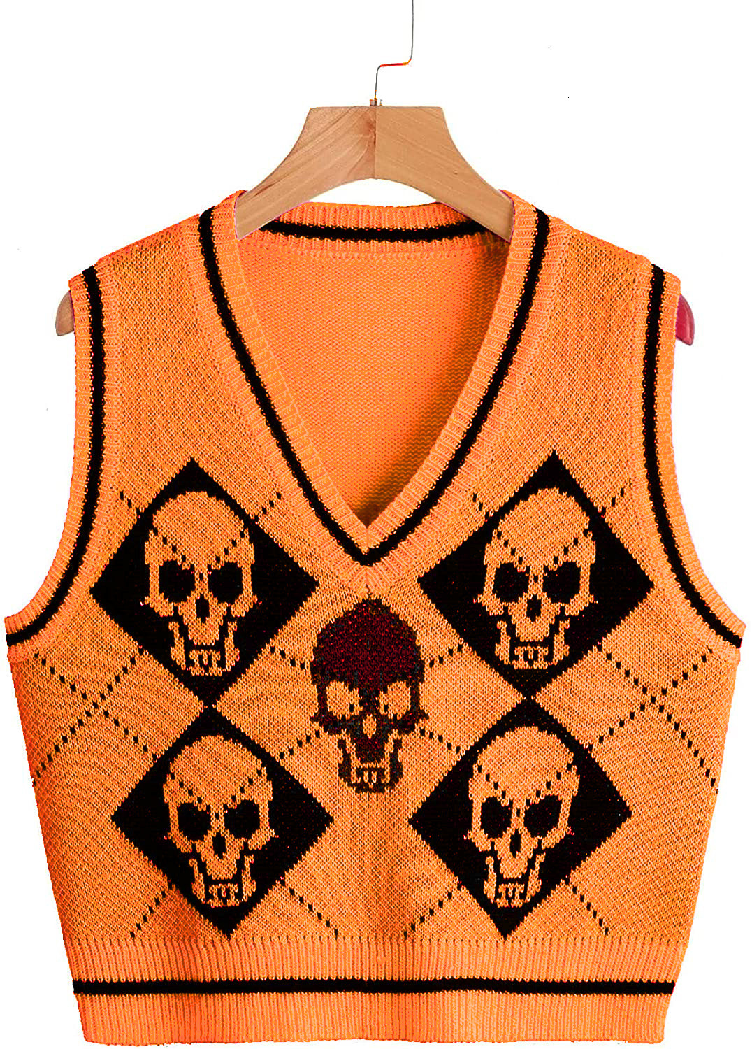 Vest Jacket Autumn And Winter Women's Outerwear Knit Halloween Sweater V-Neck Harajuku Streetwear Knitwear