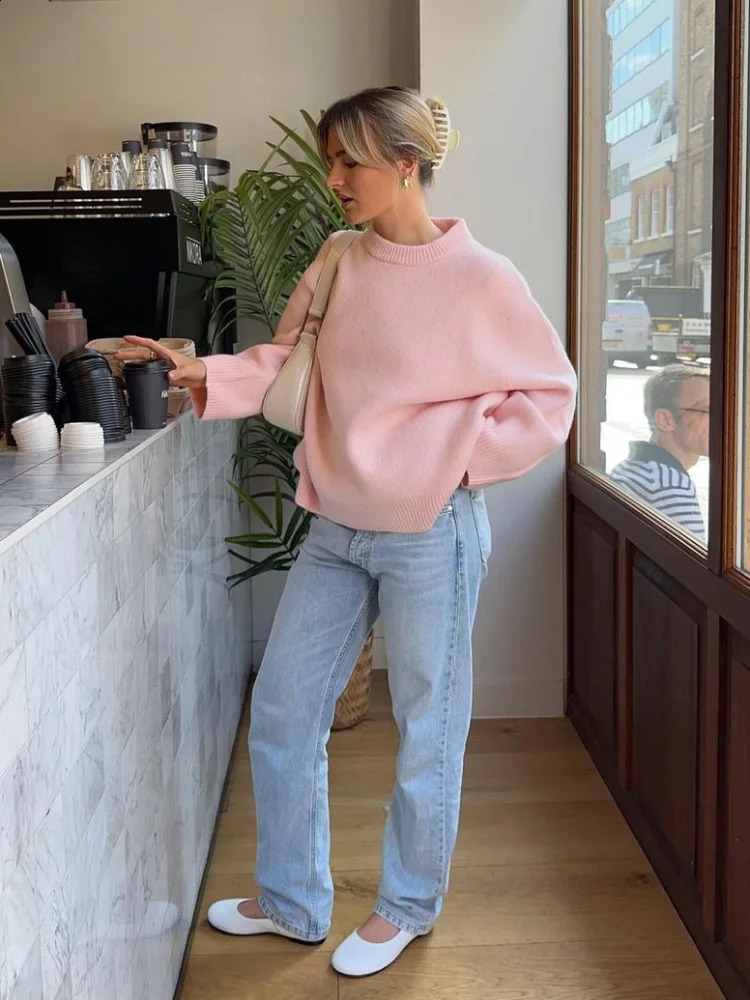 Casual Solid Women Knitting Pullover Autumn Lady O-neck Long Sleeve Soft Sweater 2024 Female Elegant Basic Street Warm Knitwear 241105