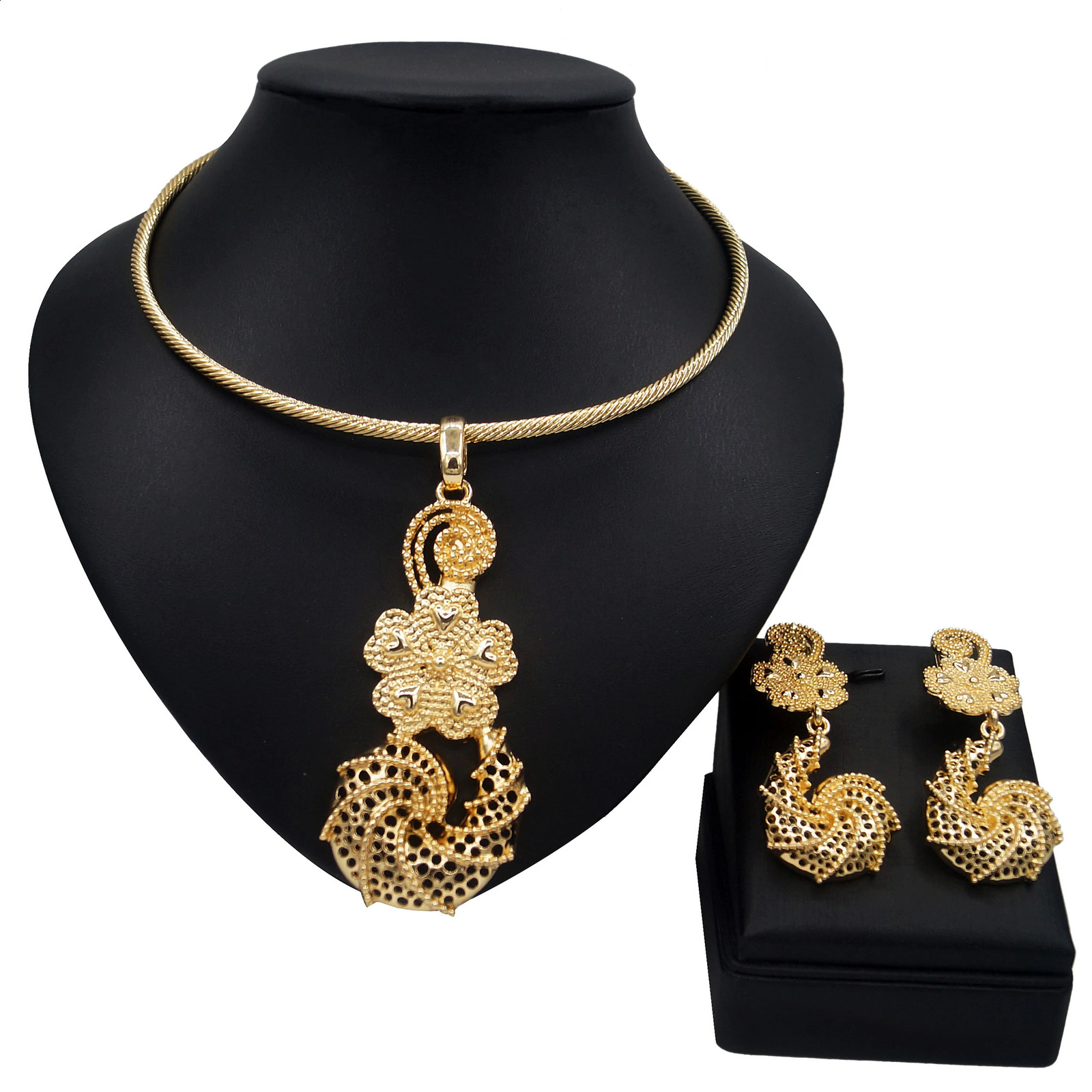 Women Jewelry Set Egg Shape Pendant and Earrings Women Gift Party Jewelry Italian Gold Plated Necklace and Earrings Set 241105