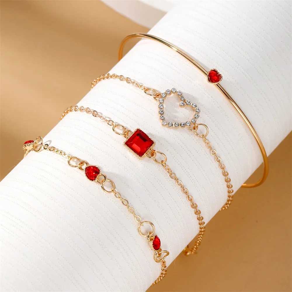 EN Fashion Red Sparkling Charm Geely Crystal Bracelet Used for Elegant Hollow Chain Bracelets Jewelry Gifts X241106