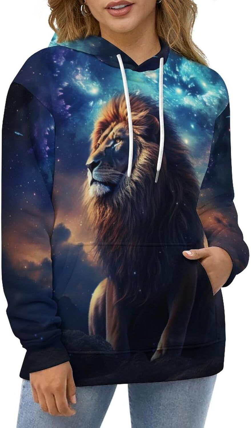 Hoodie for Mens Womens 3D Print Lion Hoody Novelty Hoodies Men Womens Casual Pullover Graphic Hoodies sweatshirt Handsome Lion