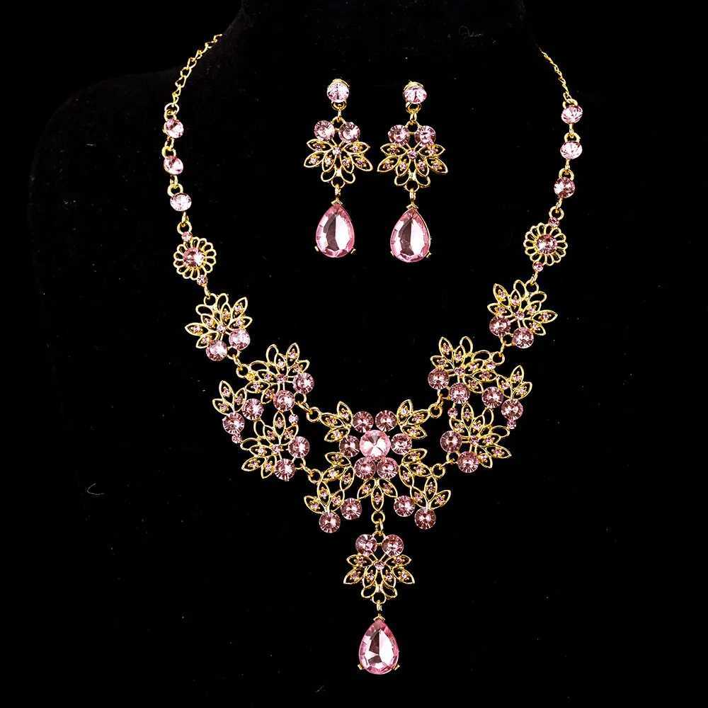 KMVEXO Mtiple Waterdrop Wedding Official Party Pr Jewelry Set Crystal Water Diamond Bridal Necklace Earring Set X241106
